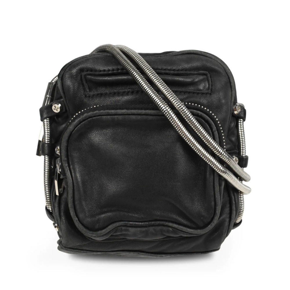Alexander Wang Black Leather Crossbody with Silver Details
